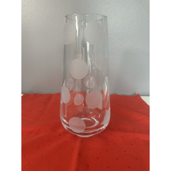 Kate Spade X Lenox Crystal 10” Coverdale Etched Polka Dot Design Vase EUC - Picture 1 of 11